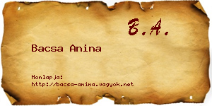 Bacsa Anina névjegykártya